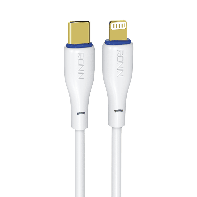 RONiN R-2010 Type-C to iOS high-speed charging cable, durable design for fast charging and seamless data transfer with iOS devices.