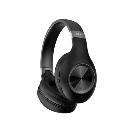 RONiN R-1500 Bluetooth headphones in black, designed for superior sound quality and up to 8 hours of playtime.