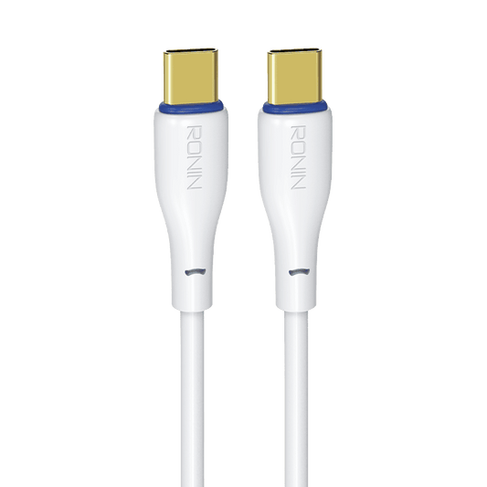 RONiN R-2005 Type-C to Type-C durable charging cable with fast-charging capabilities, suitable for smartphones, tablets, and USB-C compatible devices.