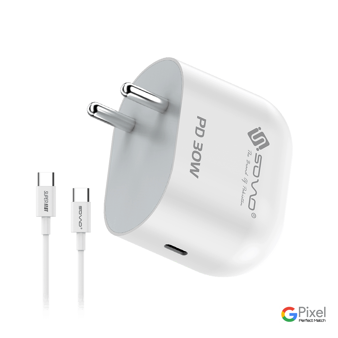 Sovo Strike Adapter 30W With Type-C to Type-C Superfast Cable